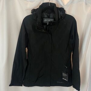 Eddie Bauer Women's Black Packable Rainfoil rain jacket NWT